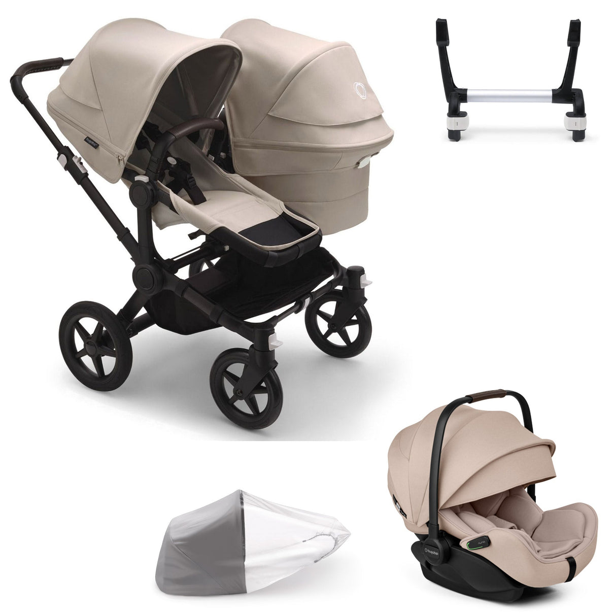 Bugaboo Donkey 5 Duo with Otter 360 Travel System - Black/Desert Taupe 1