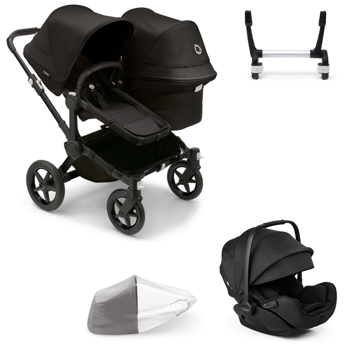 Bugaboo Donkey 5 Duo with Otter 360 Travel System - Black/Midnight Black 1