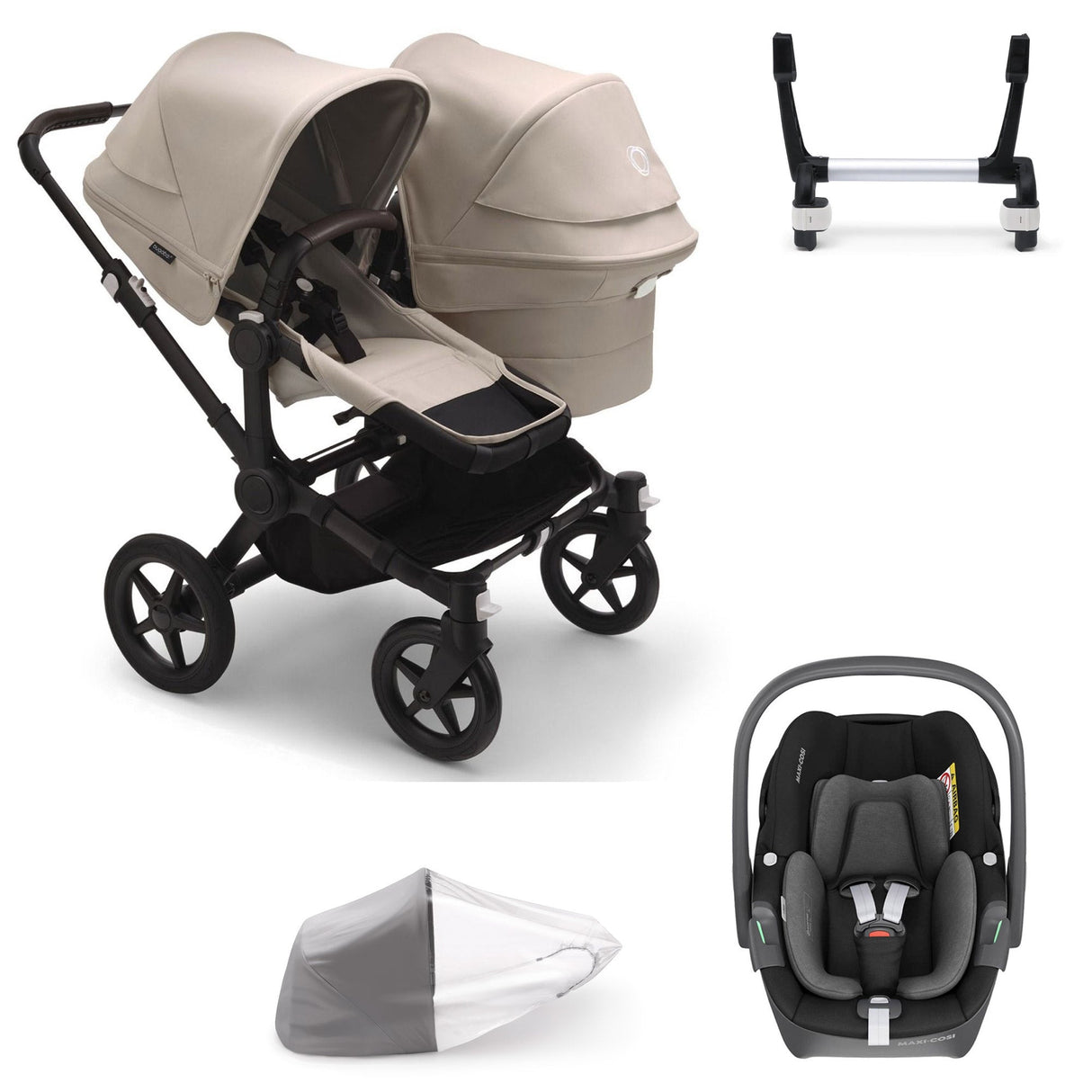 Bugaboo Donkey 5 Duo with Maxi-Cosi Pebble 360 Travel System - Black/Desert Taupe 1