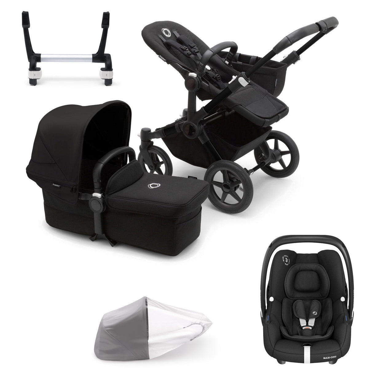 Bugaboo Donkey 5 Mono with Maxi-Cosi Cabriofix iSize Travel System - Black/Midnight Black 1