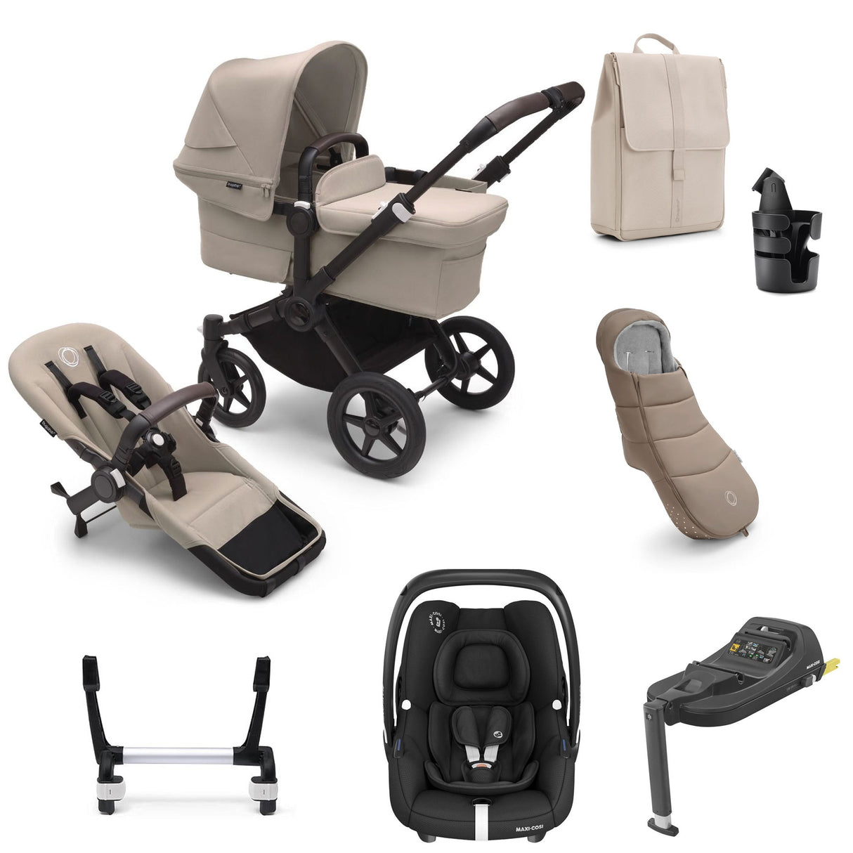 Bugaboo Donkey 5 Mono Ultimate Maxi-Cosi Cabriofix i-Size Travel System Bundle - Desert Taupe