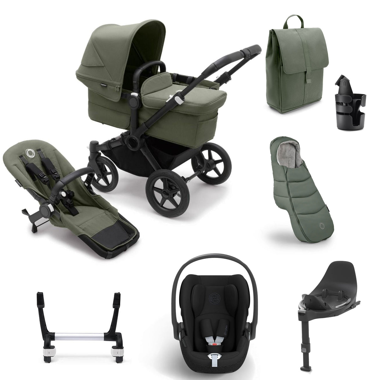 Bugaboo Donkey 5 Mono Ultimate Cybex Cloud T Travel System Bundle - Forest Green