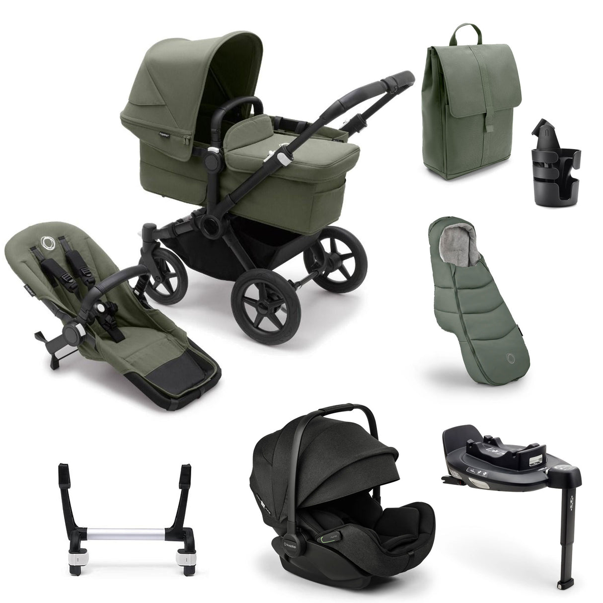 Bugaboo Donkey 5 Mono Ultimate Otter 360 Travel System Bundle - Forest Green