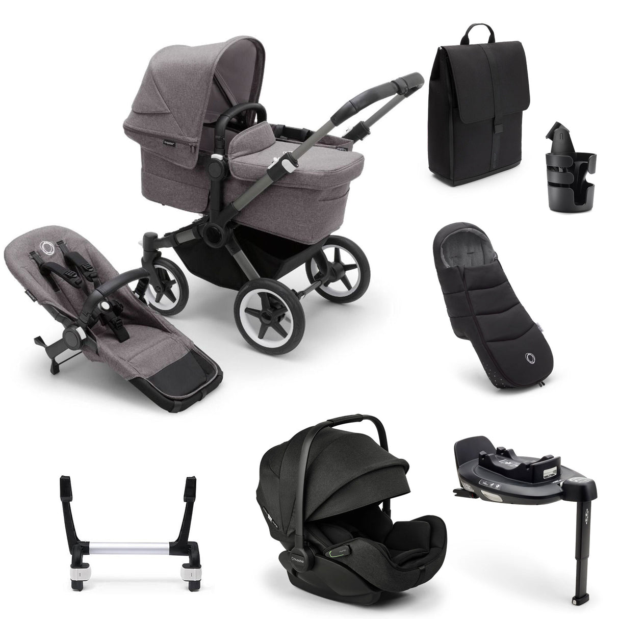 Bugaboo Donkey 5 Mono Ultimate Otter 360 Travel System Bundle - Grey Melange