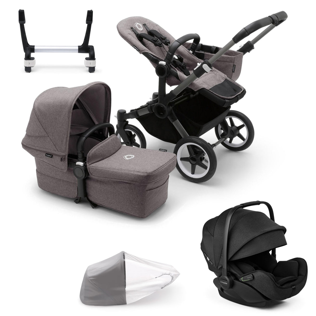 Bugaboo Donkey 5 Mono with Otter 360 Travel System - Graphite/Grey Melange 1