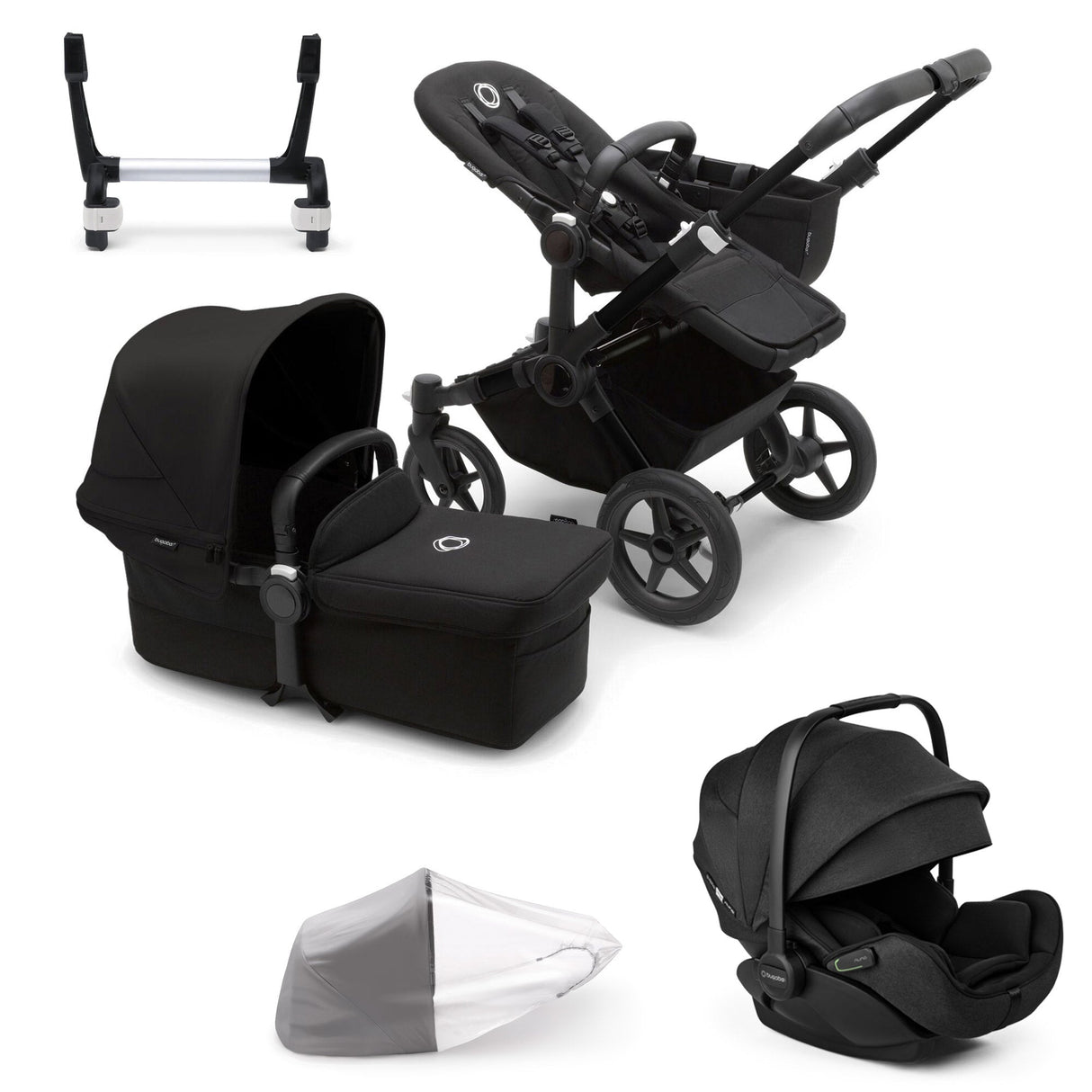 Bugaboo Donkey 5 Mono with Otter 360 Travel System - Black/Midnight Black 1