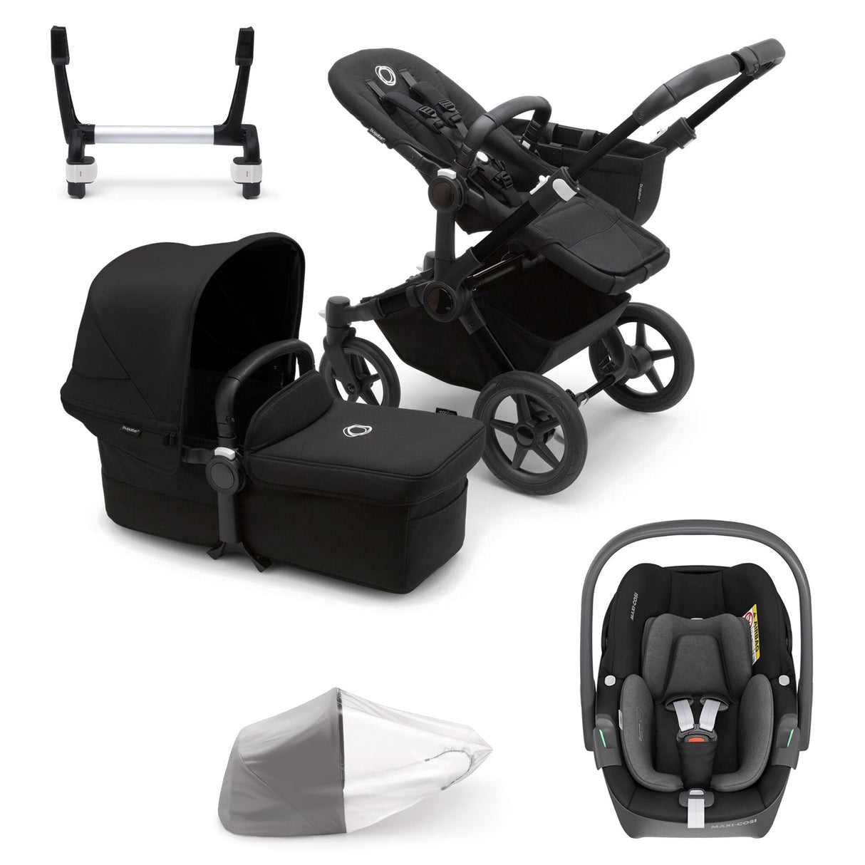 Bugaboo Donkey 5 Mono with Maxi-Cosi Pebble 360 Travel System - Black/Midnight Black 1