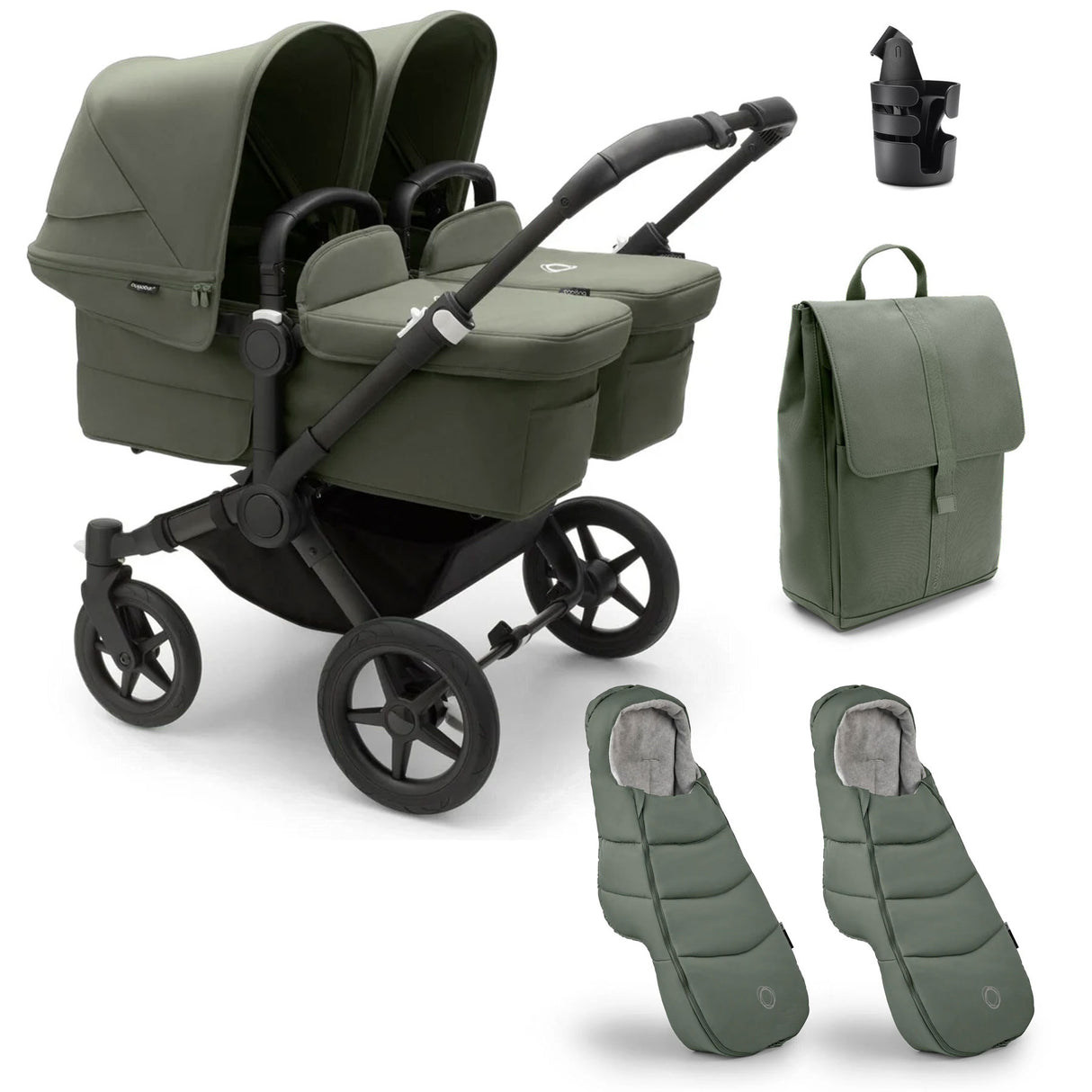 Bugaboo Donkey 5 Twin Essential Bundle - Forest Green