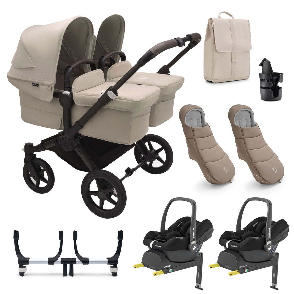 Bugaboo Donkey 5 Twin Ultimate Maxi-Cosi Cabriofix iSize Travel System - Desert Taupe