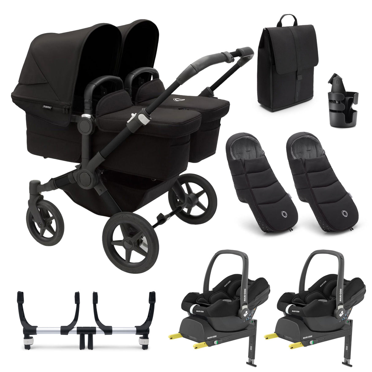 Bugaboo Donkey 5 Twin Ultimate Maxi-Cosi Cabriofix iSize Travel System - Midnight Black
