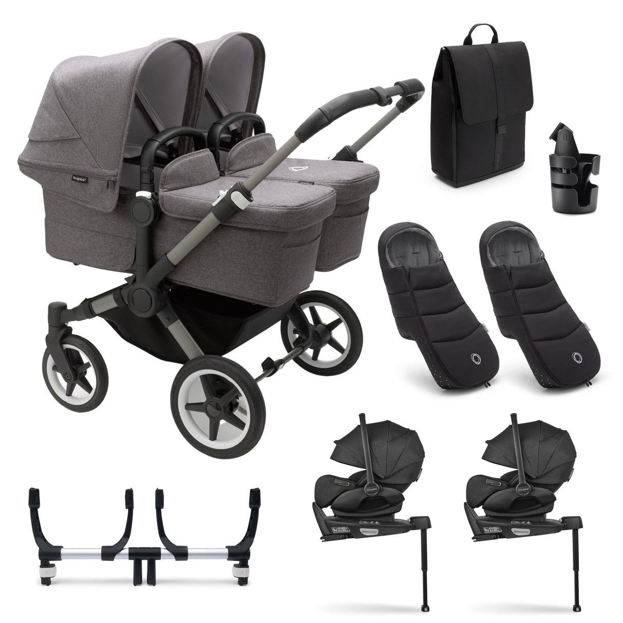Bugaboo Donkey 5 Twin Ultimate Otter 360 Travel System - Grey Melange