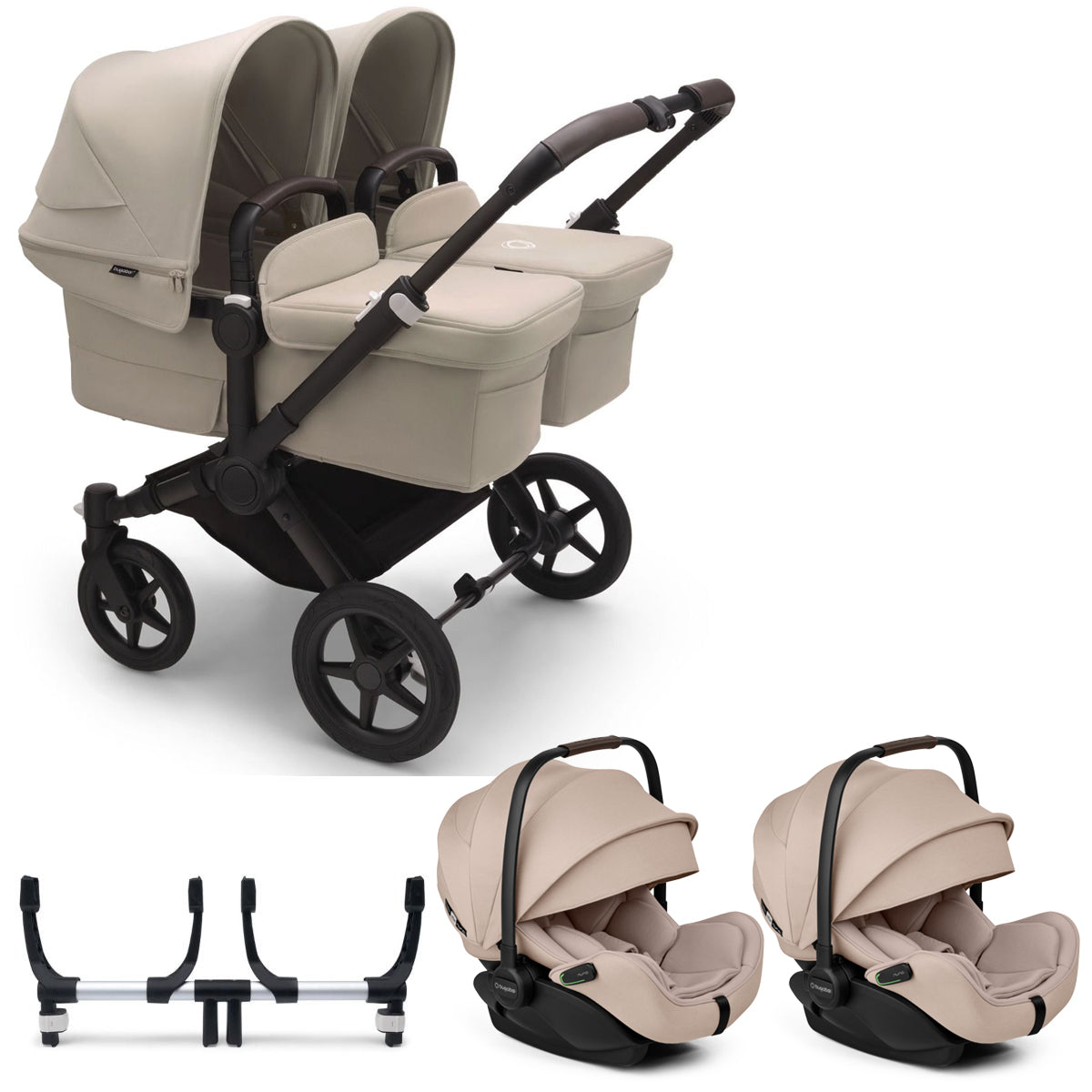 Bugaboo Donkey 5 Twin with Otter 360 Travel System - Black/Desert Taupe 1