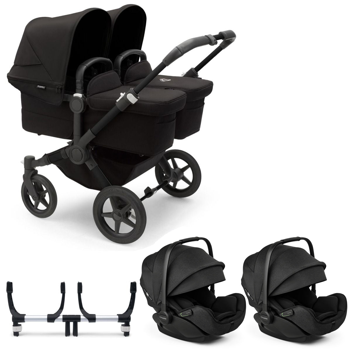 Bugaboo Donkey 5 Twin with Otter 360 Travel System - Black/Midnight Black 1