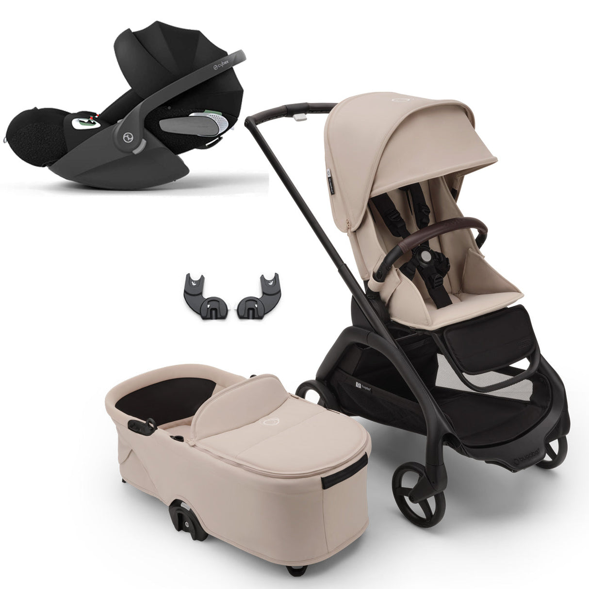 Bugaboo Dragonfly Travel System with Cybex Cloud T - Black/Desert Taupe 1