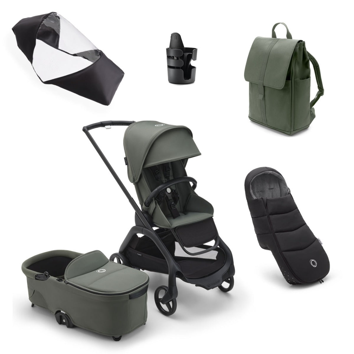 Bugaboo Dragonfly Essential Bundle - Black/Forest Green 1