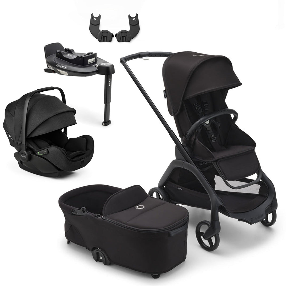 Bugaboo Dragonfly Travel System with Otter 360 + Rotating Isofix Base - Black/Midnight Black 1
