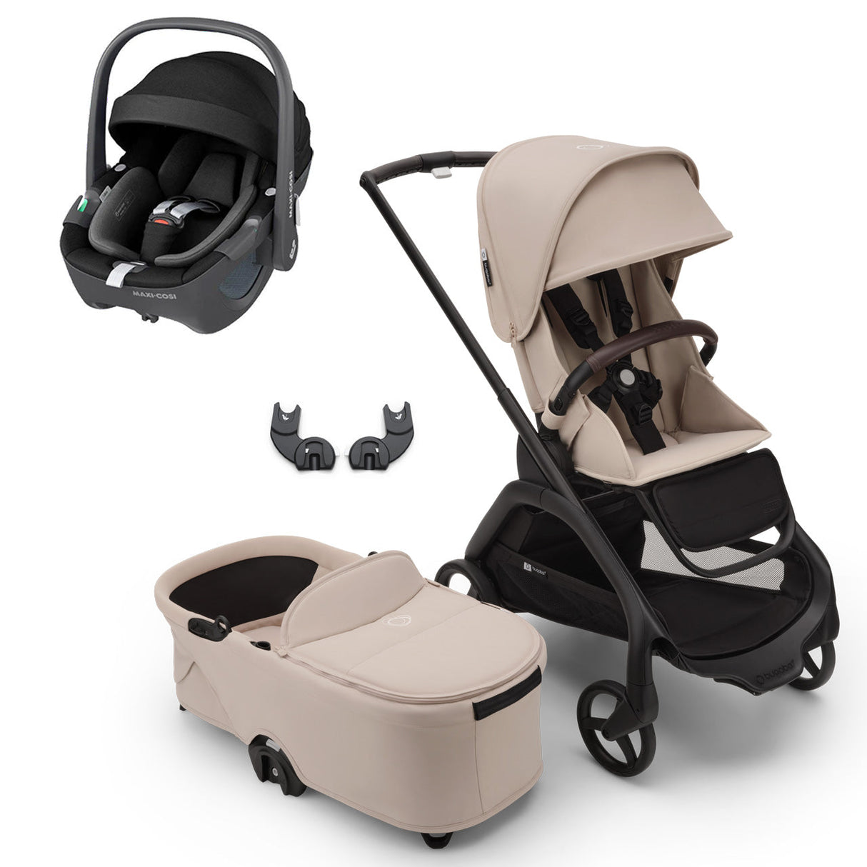 Bugaboo Dragonfly Travel System with Maxi-Cosi Pebble 360 - Black/Desert Taupe 1