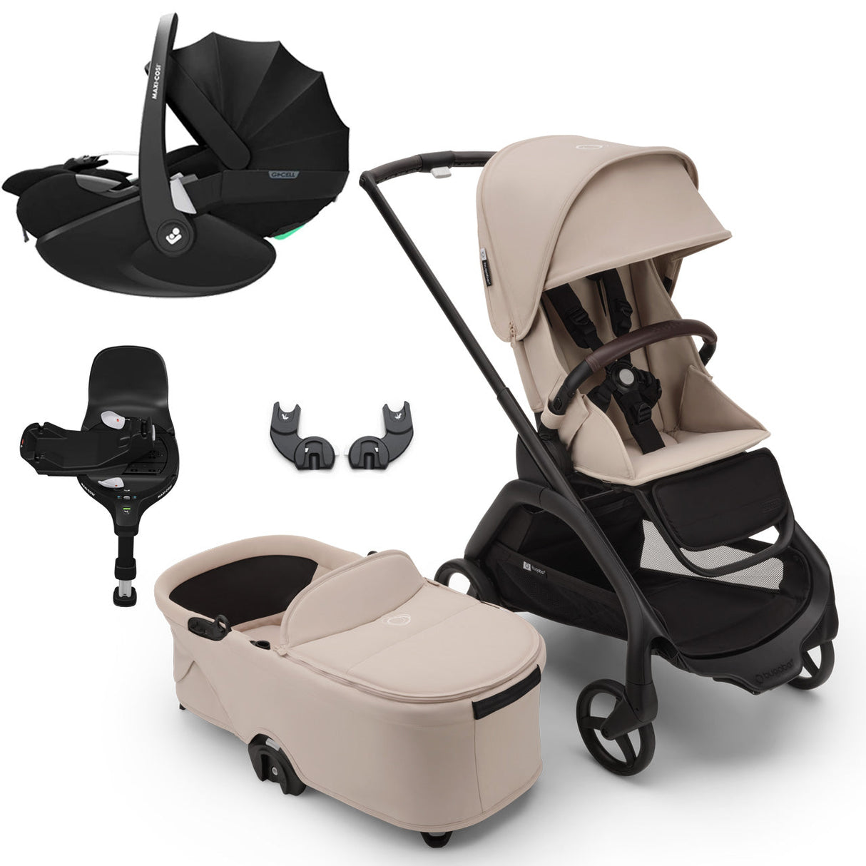 Bugaboo Dragonfly Travel System with Maxi-Cosi Pebble 360 Pro2 + Rotating/Sliding Base - Black/Desert Taupe 11
