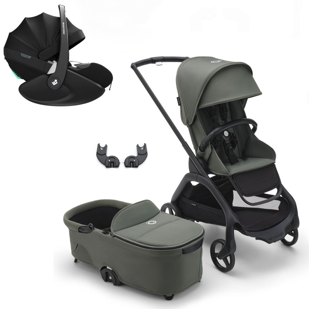 Bugaboo Dragonfly Travel System with Maxi-Cosi Pebble 360 Pro2 - Black/Forest Green 1