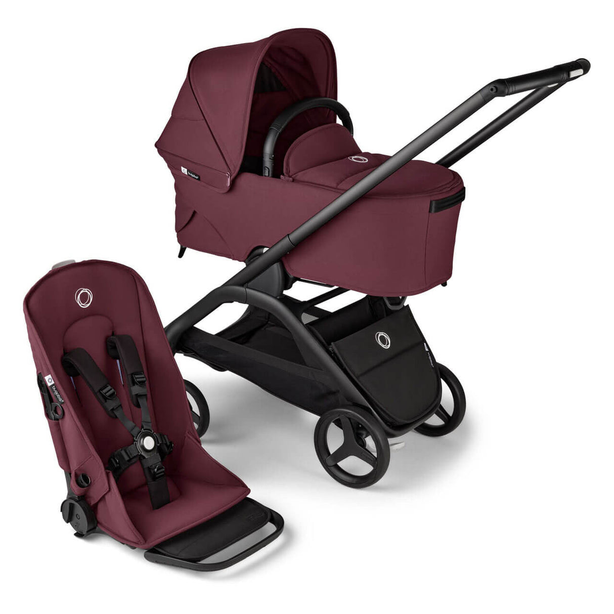 Bugaboo Dragonfly Travel System with Maxi-Cosi Pebble 360 + Rotating Isofix Base - Black/Dark Cherry 13