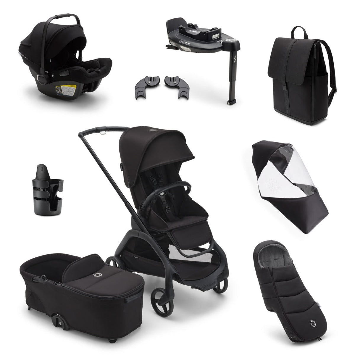 Bugaboo Dragonfly Ultimate Turtle Air 360 Travel System Bundle - Black/Midnight Black 1
