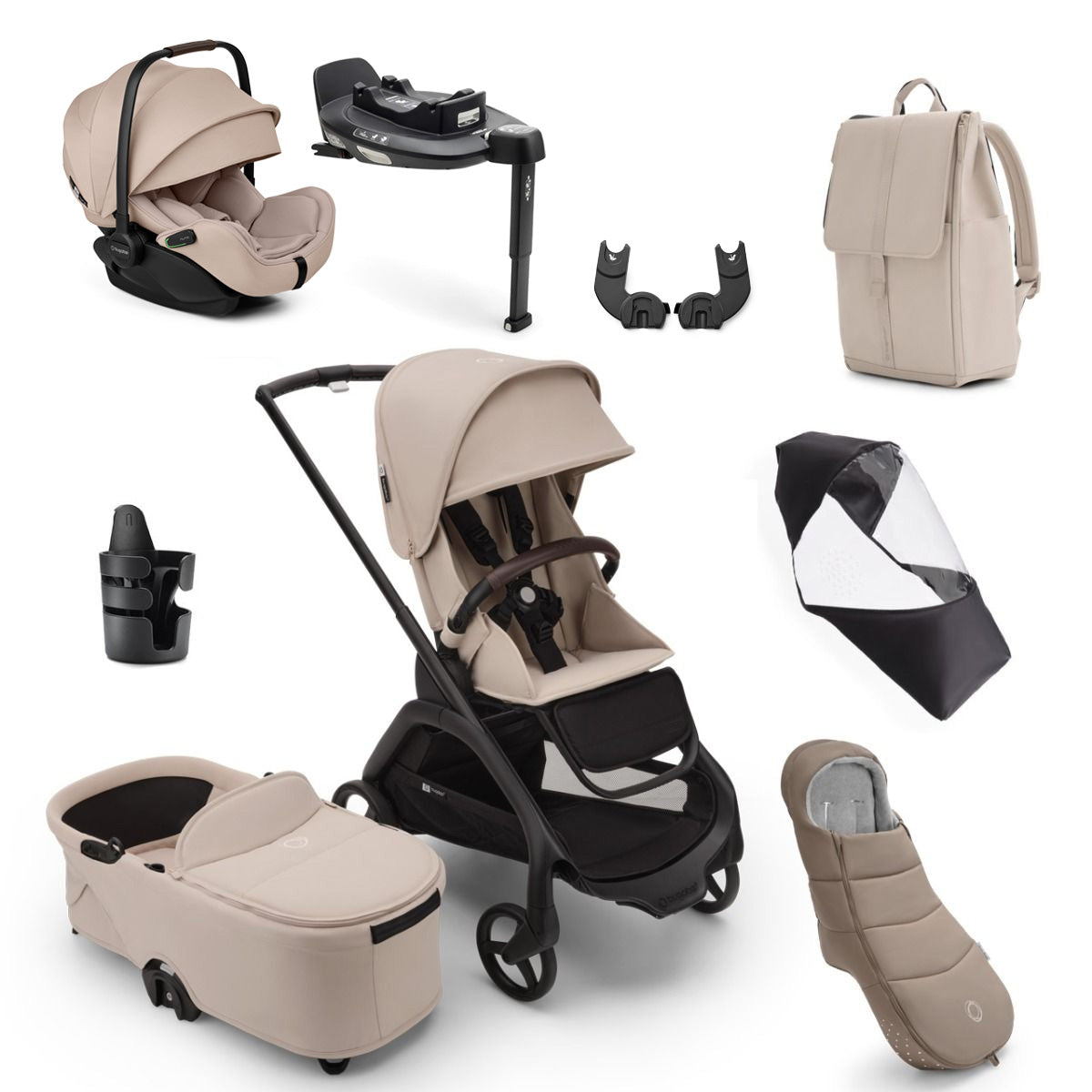 Bugaboo Dragonfly Ultimate Otter 360 Travel System Bundle - Black/Desert Taupe 1
