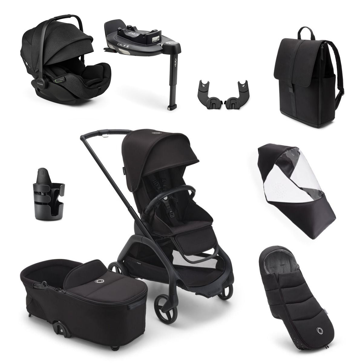 Bugaboo Dragonfly Ultimate Otter 360 Travel System Bundle - Black/Midnight Black 1