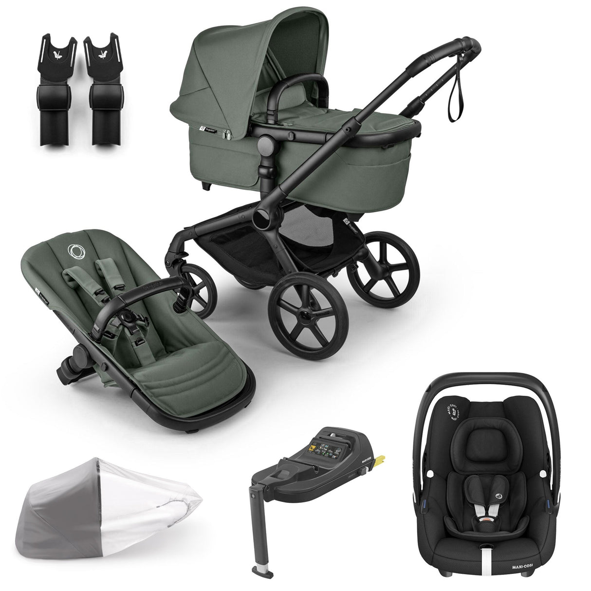 Bugaboo Fox 5 Renew with Maxi-Cosi Cabriofix iSize Travel System Bundle - Forest Green 1