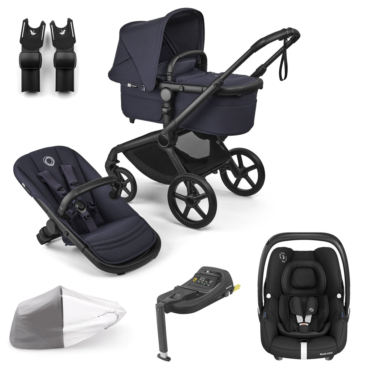 Bugaboo Fox 5 Renew with Maxi-Cosi Cabriofix iSize Travel System Bundle - Deep Indigo 1