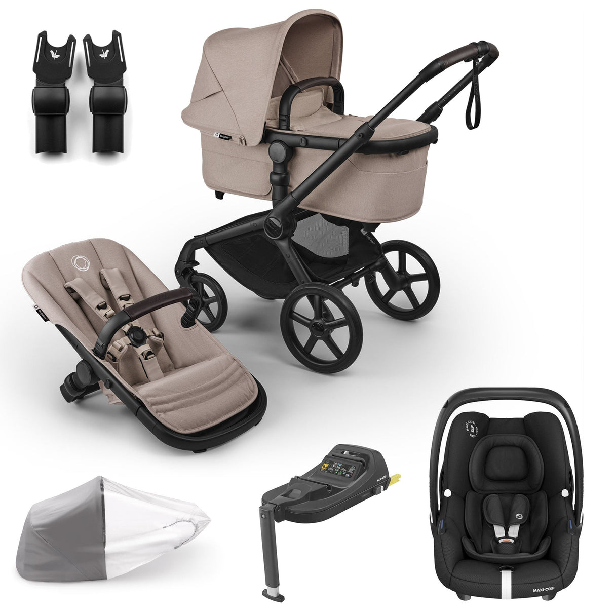 Bugaboo Fox 5 Renew with Maxi-Cosi Cabriofix iSize Travel System Bundle - Desert Taupe Melange 1