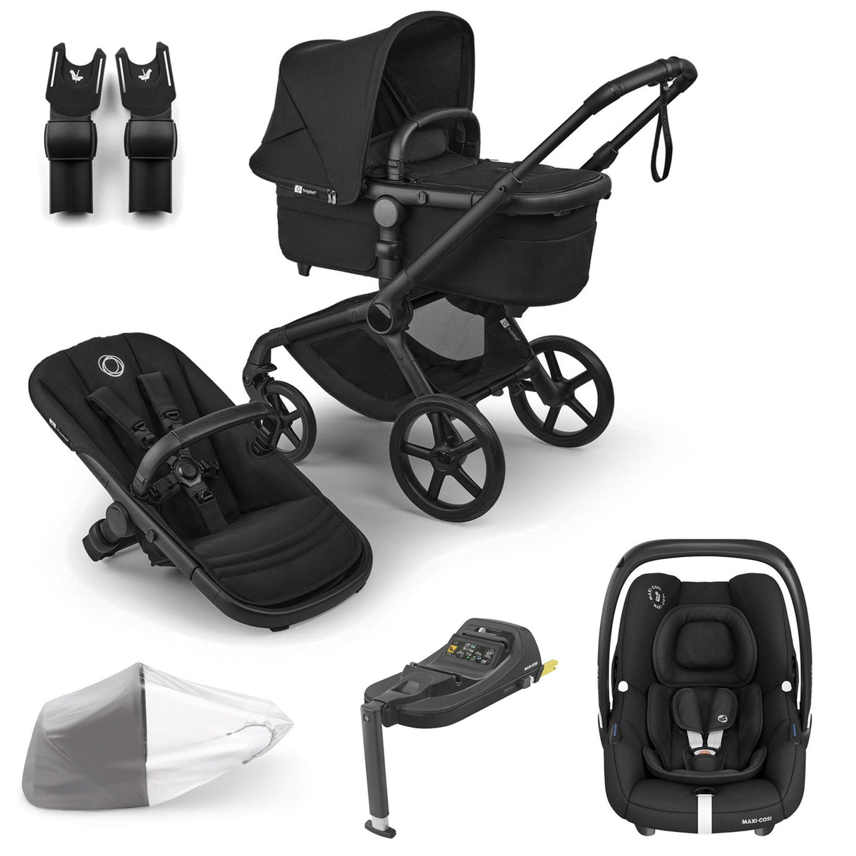 Bugaboo Fox 5 Renew with Maxi-Cosi Cabriofix iSize Travel System Bundle - Heritage Black 1