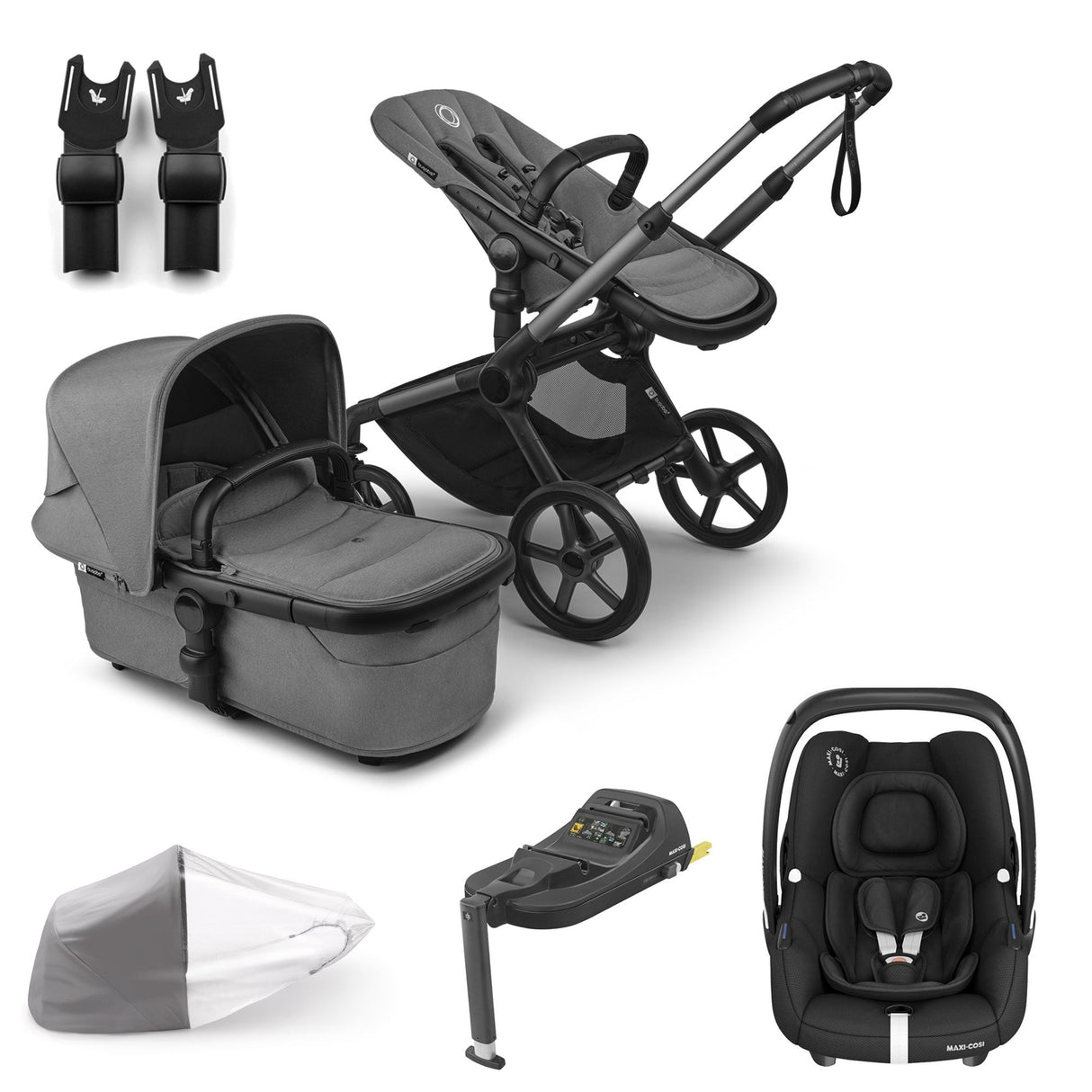 Bugaboo Fox 5 Renew with Maxi-Cosi Cabriofix iSize Travel System Bundle - Moon Grey 1