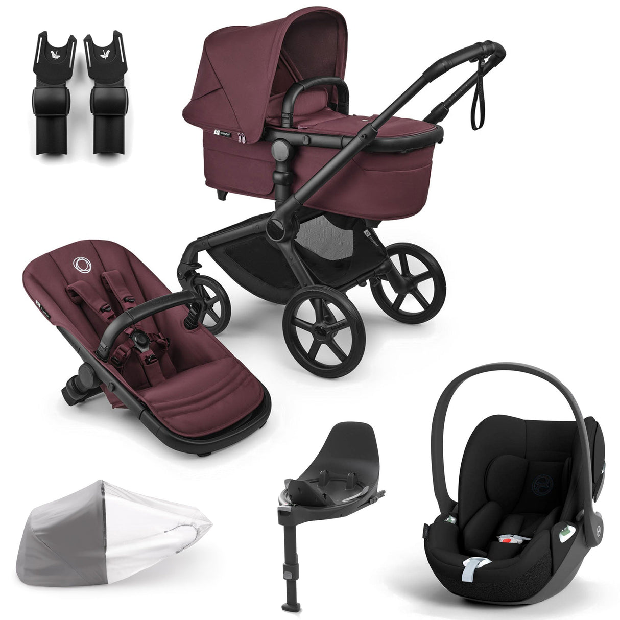 Bugaboo Fox 5 Renew with Cybex Cloud T Travel System Bundle - Dark Cherry 1