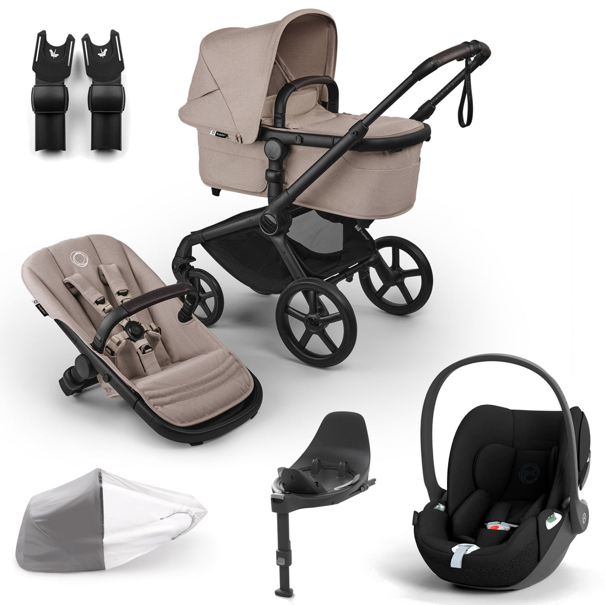 Bugaboo Fox 5 Renew with Cybex Cloud T Travel System Bundle - Desert Taupe Melange 1