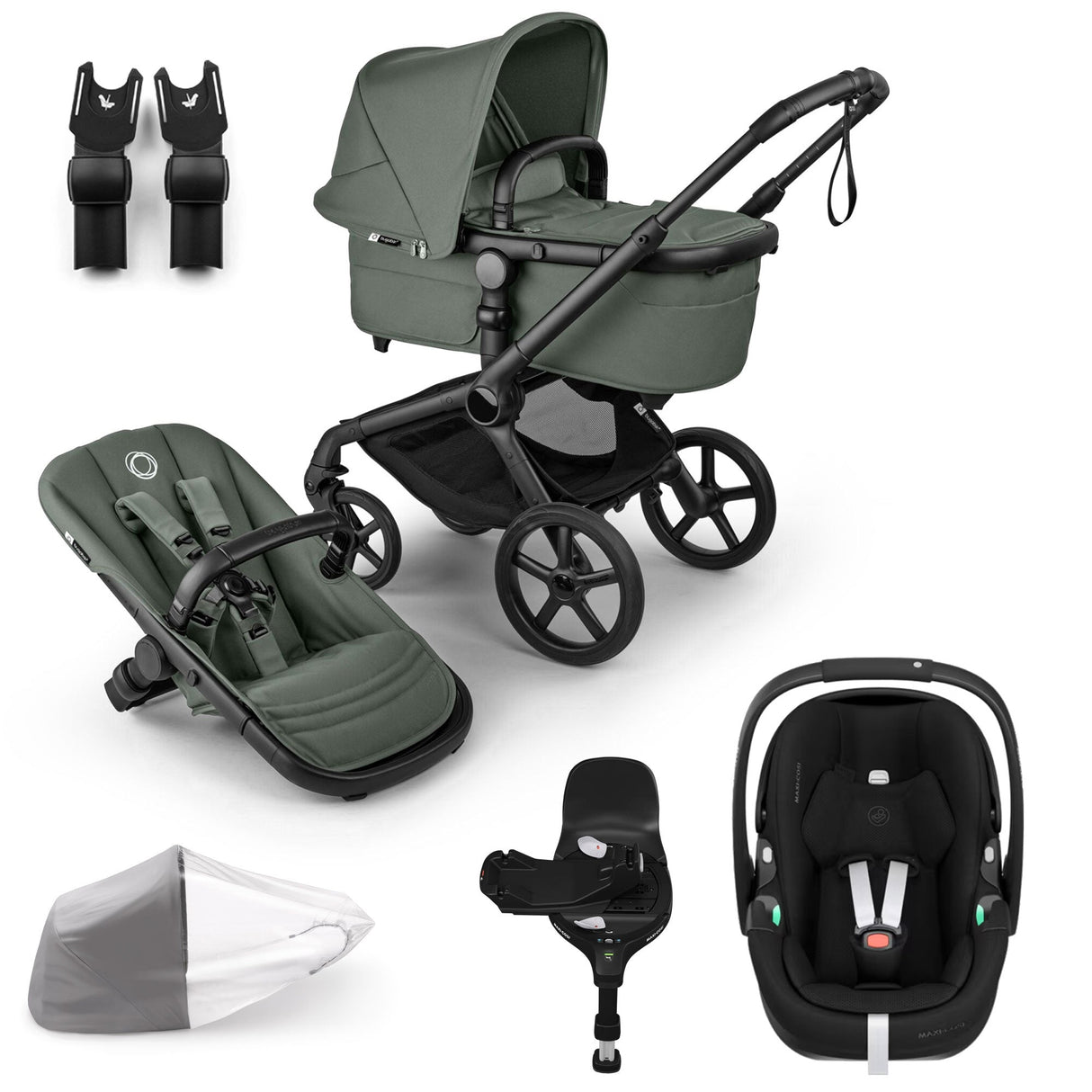 Bugaboo Fox 5 Renew with Maxi-Cosi Pebble 360 Pro2 Travel System Bundle - Forest Green 1