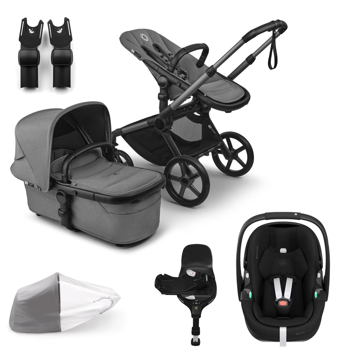Bugaboo Fox 5 Renew with Maxi-Cosi Pebble 360 Pro2 Travel System Bundle - Moon Grey 1