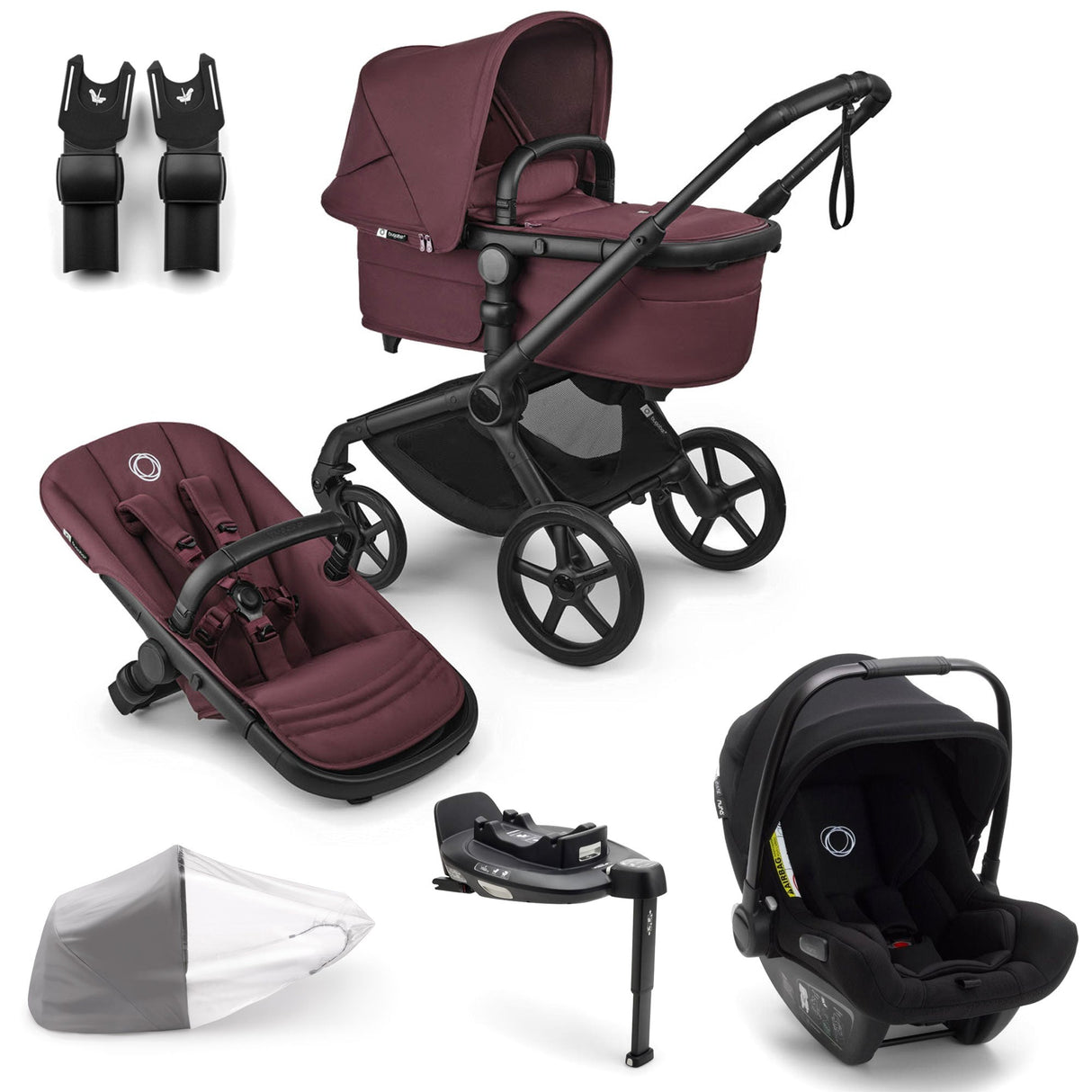 Bugaboo Fox 5 Renew with Turtle Air 360 Travel System Bundle - Dark Cherry 1