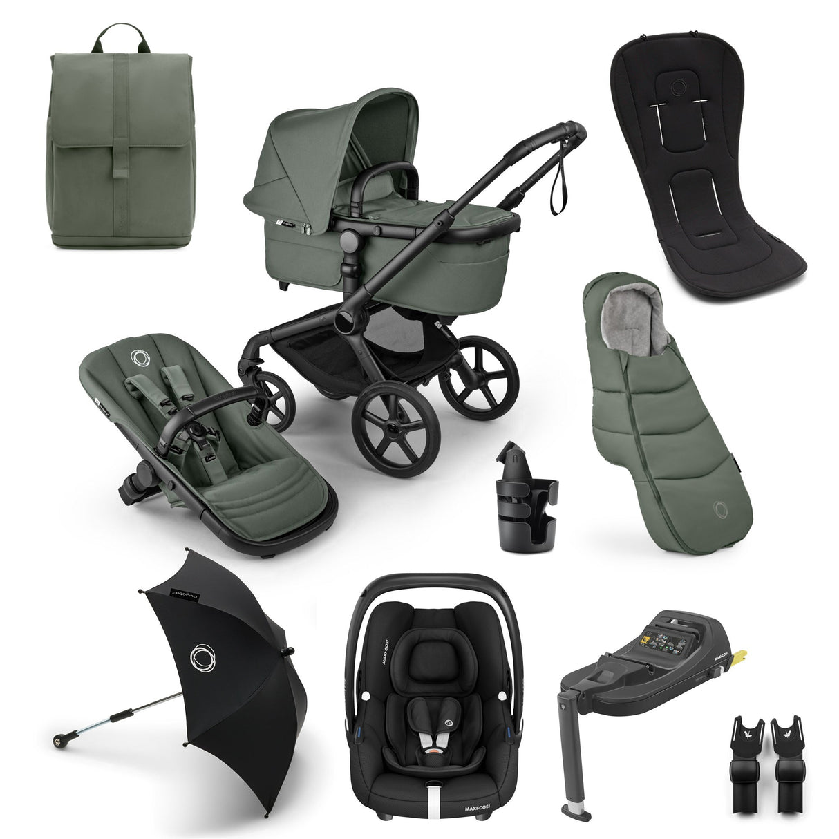 Bugaboo Fox 5 Renew Ultimate Maxi-Cosi Cabriofix iSize Travel System Bundle - Forest Green 1