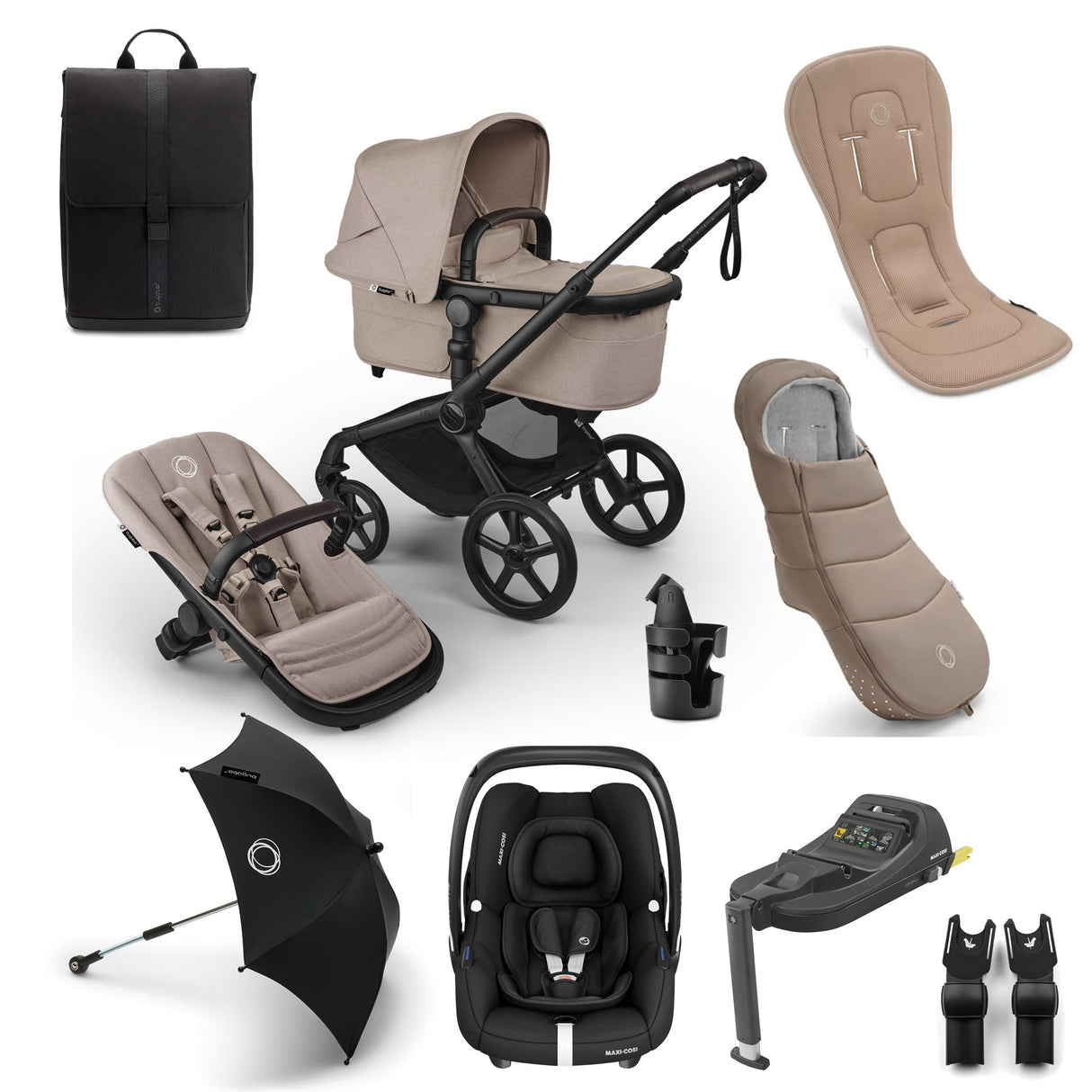 Bugaboo Fox 5 Renew Ultimate Maxi-Cosi Cabriofix iSize Travel System Bundle - Desert Taupe Melange 1