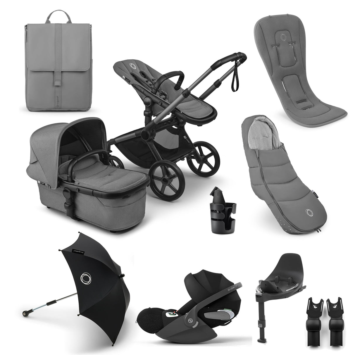 Bugaboo Fox 5 Renew Ultimate Cybex Cloud T Travel System Bundle - Moon Grey 1