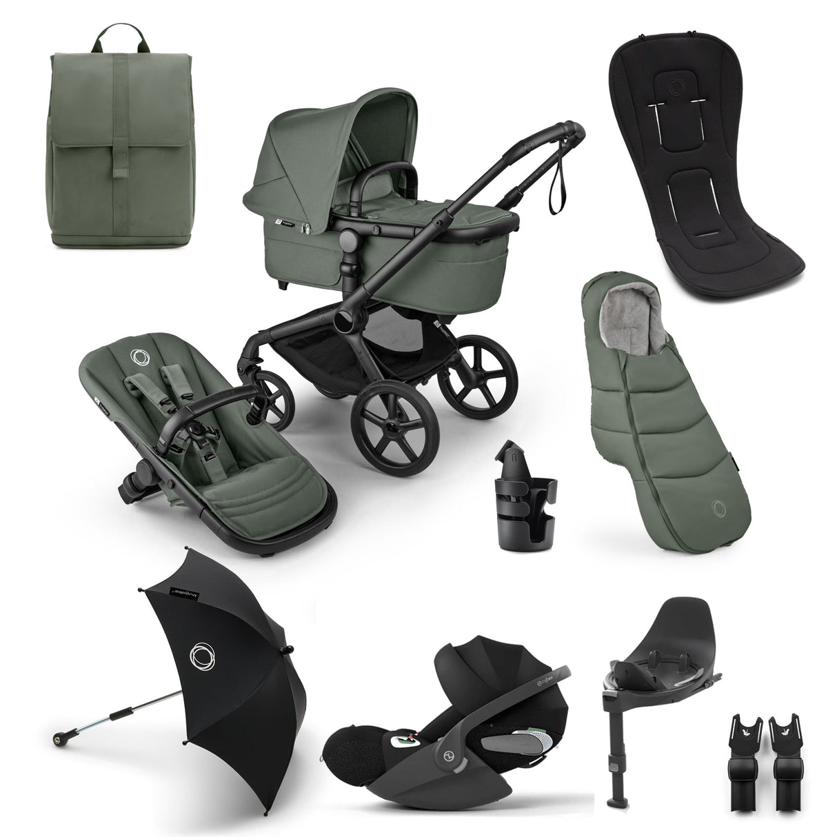 Bugaboo Fox 5 Renew Ultimate Cybex Cloud T Travel System Bundle - Forest Green 1