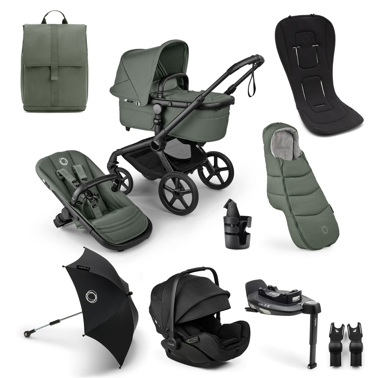 Bugaboo Fox 5 Renew Ultimate Otter 360 Travel System Bundle - Forest Green 1
