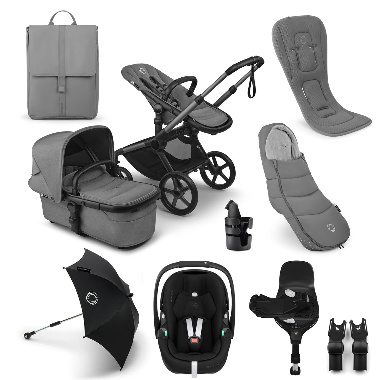 Bugaboo Fox 5 Renew Ultimate Maxi-Cosi Pebble 360 Pro2 Travel System Bundle - Moon Grey 1