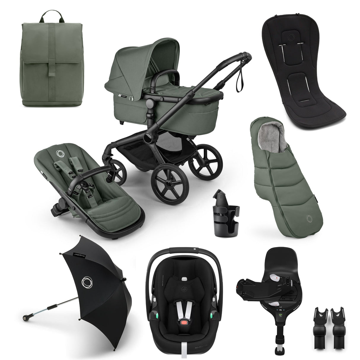 Bugaboo Fox 5 Renew Ultimate Maxi-Cosi Pebble 360 Pro2 Travel System Bundle - Forest Green 1