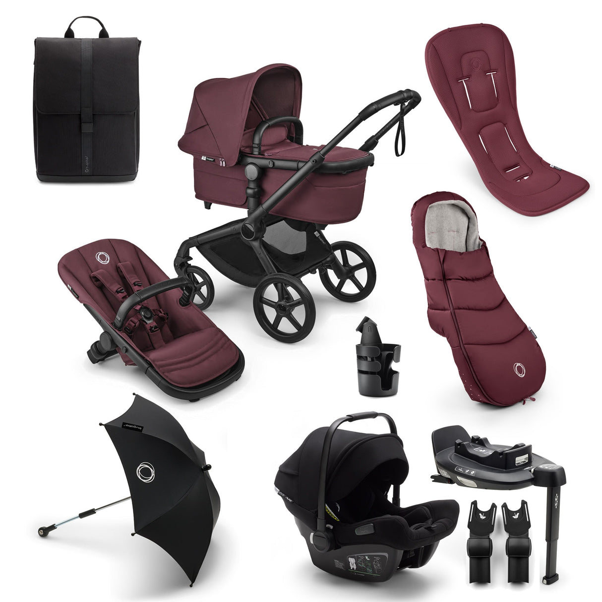 Bugaboo Fox 5 Renew Ultimate Turtle Air 360 Travel System Bundle - Dark Cherry 1