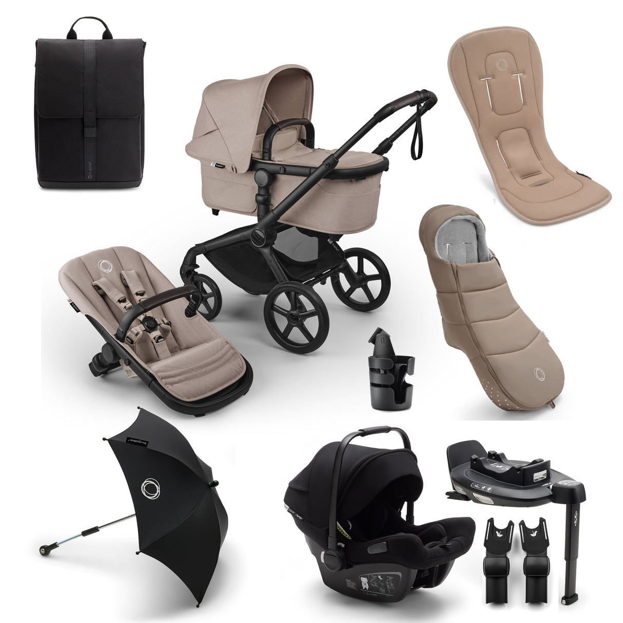 Bugaboo Fox 5 Renew Ultimate Turtle Air 360 Travel System Bundle - Desert Taupe Melange 1