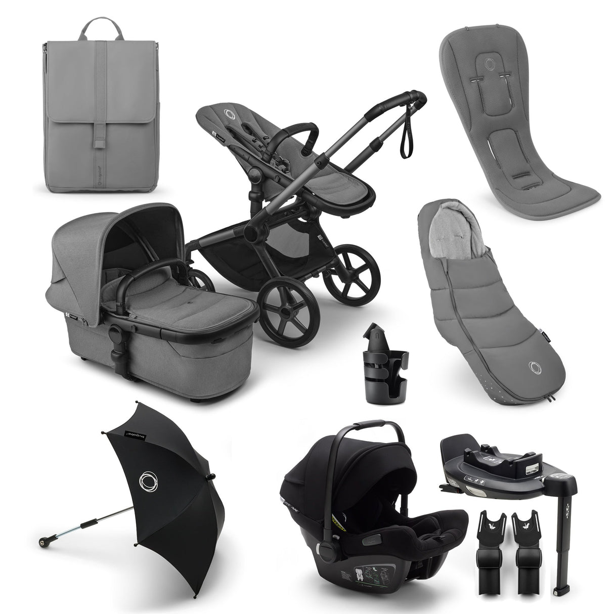 Bugaboo Fox 5 Renew Ultimate Turtle Air 360 Travel System Bundle - Moon Grey 1