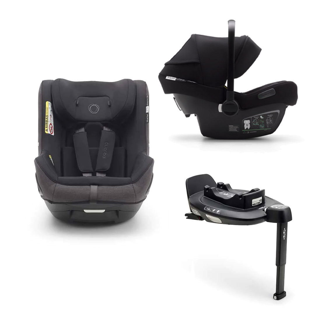 Bugaboo Owl by Nuna + Turtle Air + 360 Rotating Base - Mineral Washed Black 1
