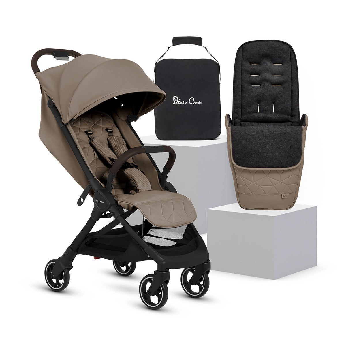 Silver Cross Clic 2 Compact Stroller & Footmuff - Cobble 1