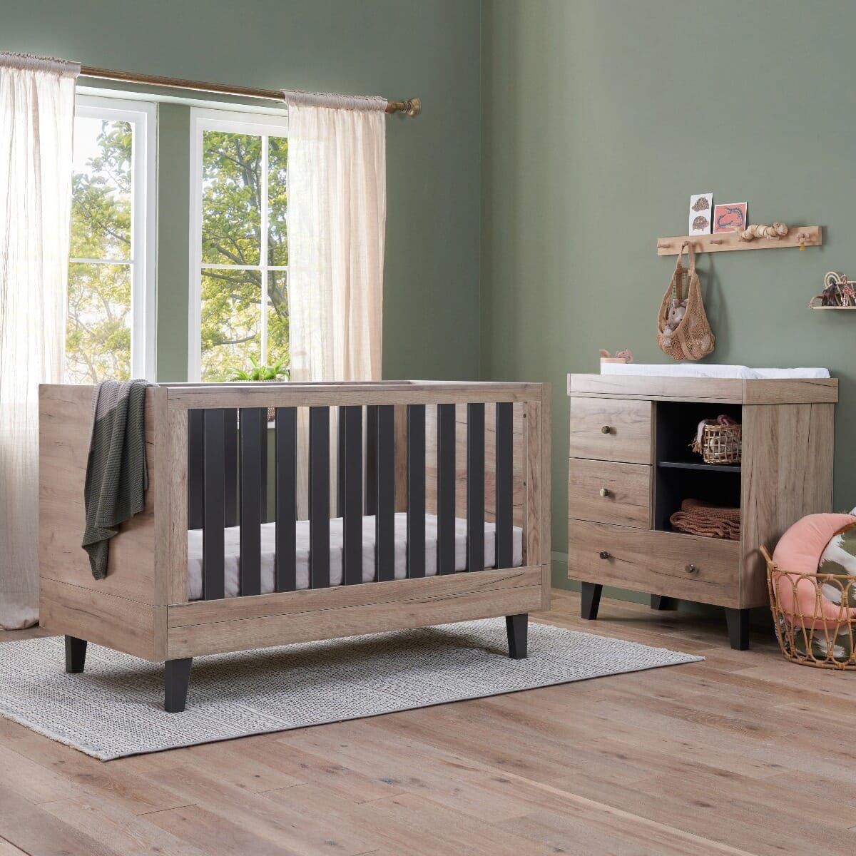 Tutti Bambini Como 2 Piece Room Set - Distressed Oak & Slate Grey